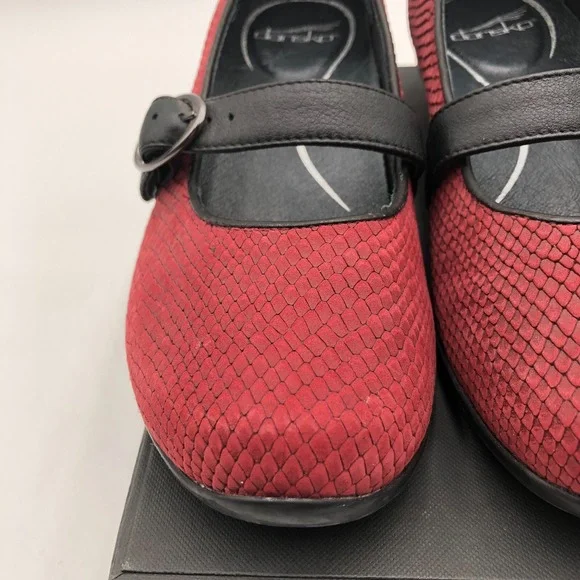 Dankso Orla Mary jane Clogs Women's Size 9 Red Cranberry Snake comfort Shoes - Picture 6 of 16